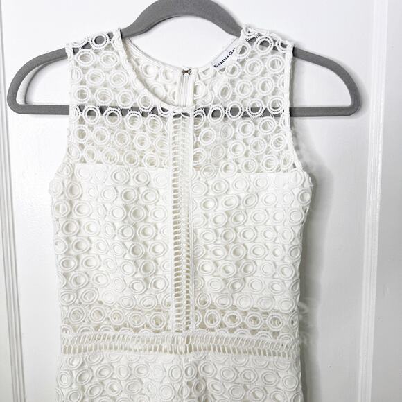 Karina Grimaldi Felix Crochet White Eyelet Jumpsuit Style 6407 Size XS Peekaboo - Picture 3 of 12